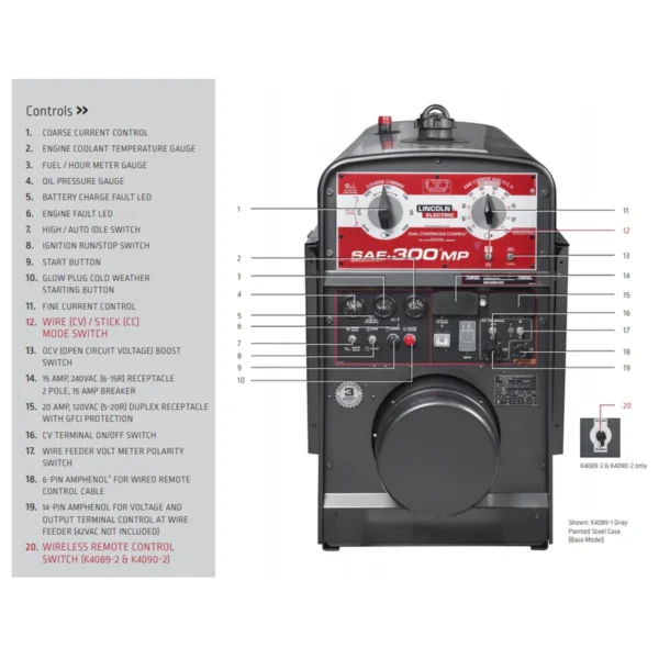 LINCOLN SAE 300 MP STAINLESS WELDER/GENERATOR W/WIRELESS REMOTE (K4089-2) - Image 3